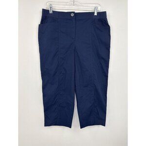 Chico's Casual Cotton Stretch Capri Crop Pant Navy Blue Size 1.5 (10) Medium